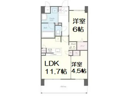 FUJIMAN南森町(2LDK/7階)の間取り写真