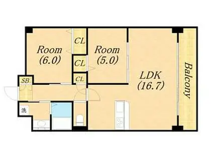 ソル グランデ(2LDK/2階)の間取り写真