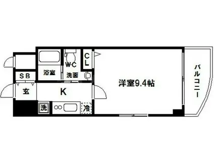 ヴィラタワー谷町(1K/6階)の間取り写真