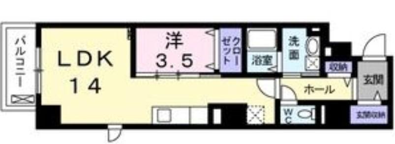 グーラテース U.H.Y(1LDK/2階)の間取り写真