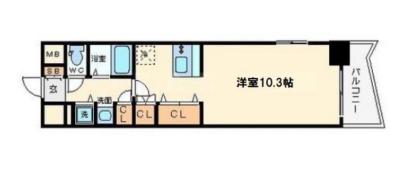 プレサンス本町プライム(ワンルーム/13階)の間取り写真
