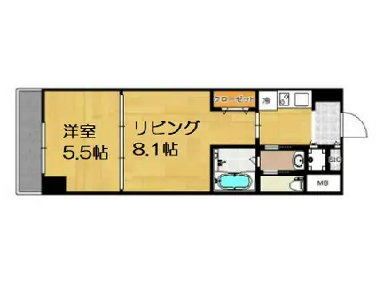 ル・パピヨンBC(1LDK/5階)の間取り写真