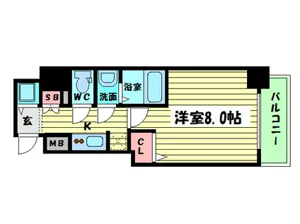 S-RESIDENCE谷町五丁目(1K/14階)の間取り写真