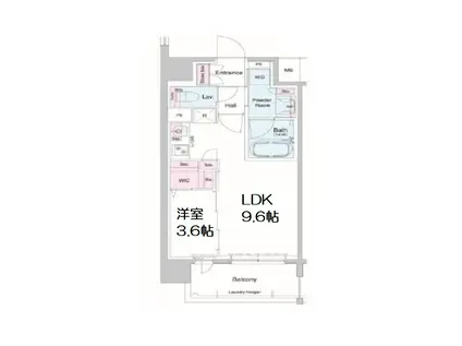 コンフォリア・リヴ南森町Q(1DK/4階)の間取り写真