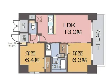 ラルジュ ルーセントオーデン 難波(1SLDK/10階)の間取り写真