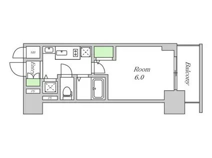 プレサンス谷町アルファ(1K/8階)の間取り写真