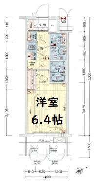 プレサンスOSAKA DOMECITYビーツ(1K/5階)の間取り写真