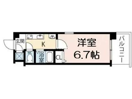 大阪市長堀鶴見緑地 西大橋駅 徒歩4分 9階建 築18年(1K/8階)の間取り写真