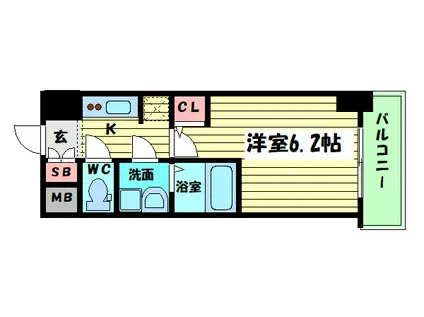 S-RESIDENCE南堀江(1K/5階)の間取り写真
