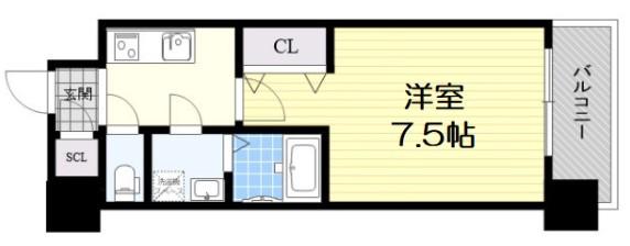 S-RESIDENCE福島GRANDE(1K/2階)の間取り写真