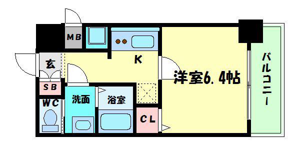 プレサンス難波フィネスト(1K/5階)の間取り写真