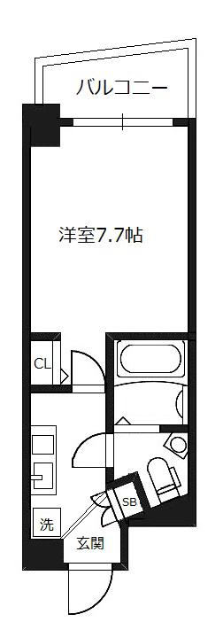 ラシュレエグゼ難波南(1K/12階)の間取り写真