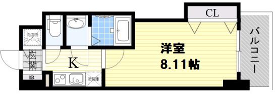 LUXE新大阪サウス(1K/2階)の間取り写真