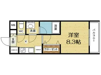 スプランディッド新大阪III(1K/4階)の間取り写真