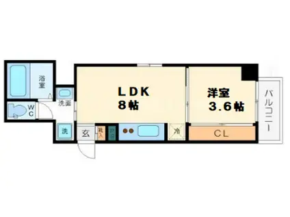 トモ南堀江(1LDK/9階)の間取り写真