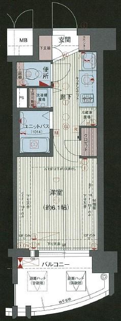 プレサンス天満ステーションフロント(1K/2階)の間取り写真