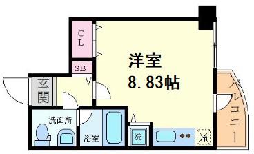 ライブコート北梅田(ワンルーム/10階)の間取り写真