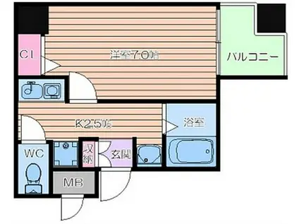 プロシード大阪梅田ポーション(1K/13階)の間取り写真