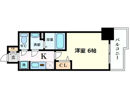 プレサンス天満橋トラッド(1K/4階)の間取り写真