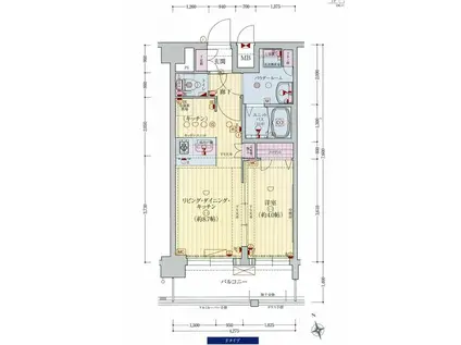 プレサンス難波インフィニティ(1LDK/11階)の間取り写真