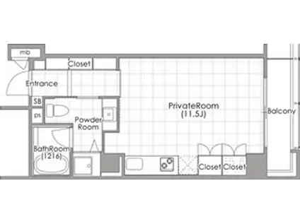 ソーレブリアンテ(ワンルーム/8階)の間取り写真