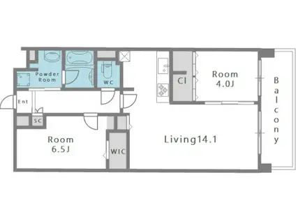 ポラリス松ヶ枝(2LDK/3階)の間取り写真