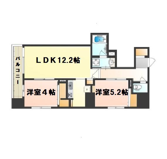 JASPER御堂筋本町(2LDK/3階)の間取り写真