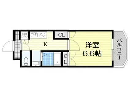 AD天神橋(1K/4階)の間取り写真