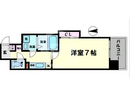 ファーストフィオーレ本町イースト(1K/2階)の間取り写真