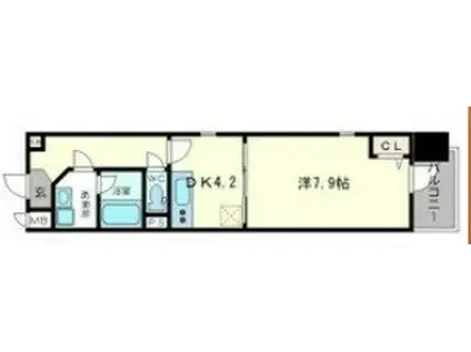 ラクラス長堀橋(1DK/2階)の間取り写真