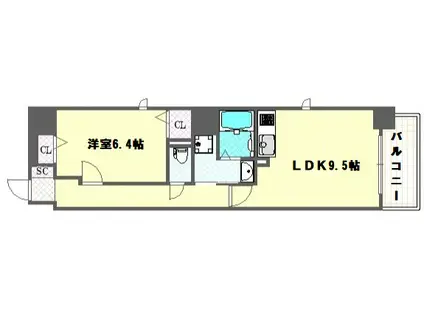 RESIDENCE難波宮(1LDK/5階)の間取り写真