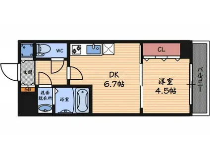 ONE ROOF FLAT FUKUSHIMA(1DK/8階)の間取り写真
