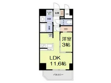 ラ・ピシーヌ南堀江(1LDK/11階)の間取り写真