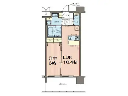 ディームス福島(1LDK/7階)の間取り写真