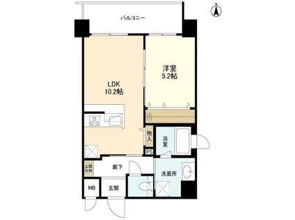 フェリーチェ難波(1LDK/5階)の間取り写真