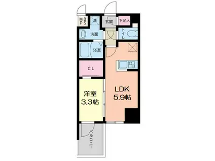 HS梅田イースト(1DK/2階)の間取り写真