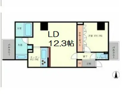 アステリオ北堀江ザメトロタワー(1LDK/14階)の間取り写真