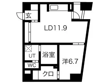 WOB NISHIUMEDA(1SLDK/3階)の間取り写真