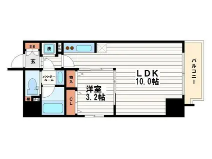 レオンコンフォート北浜(1LDK/4階)の間取り写真