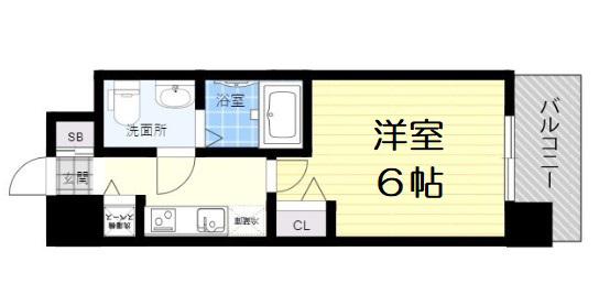 LUMINOUS桜川(1K/3階)の間取り写真