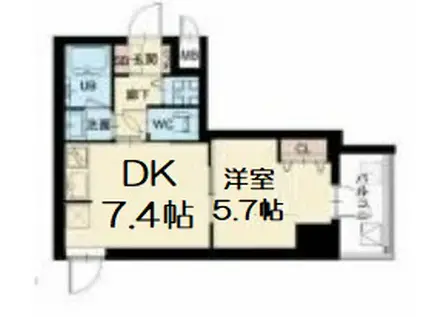 スプランディッド堀江(1DK/15階)の間取り写真