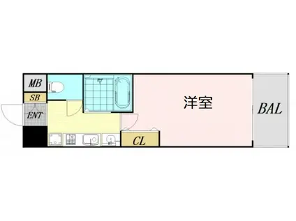 エスリード同心第5(1K/4階)の間取り写真