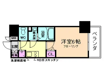 プレサンス福島ニューゲート(1K/2階)の間取り写真