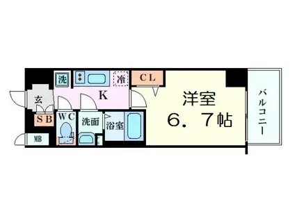 プレサンスOSAKADOMECITYクロスティ(1K/14階)の間取り写真