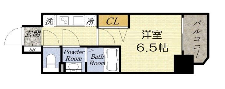プレサンスOSAKA DOMECITYビーツ(1K/9階)の間取り写真