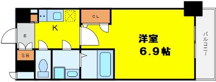 ララプレイス大阪福島ミラ(1K/7階)の間取り写真