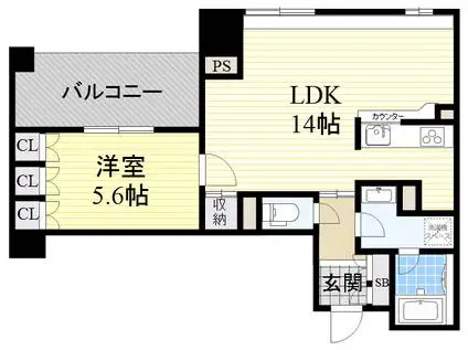 アーデンタワー福島ウエスト(1LDK/8階)の間取り写真