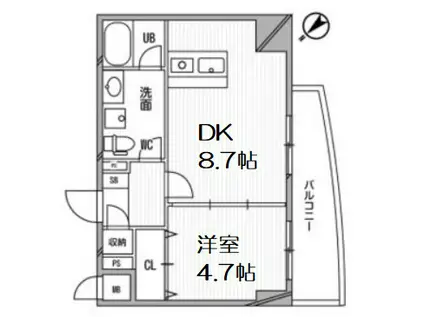 インボイス難波南レジデンス(1DK/5階)の間取り写真