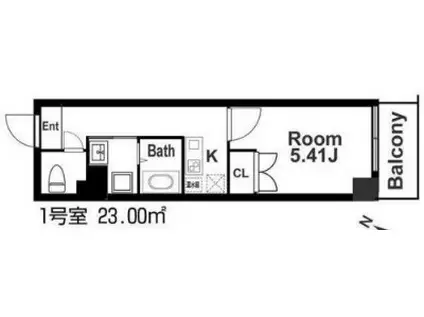 みおつくし江戸堀(1K/6階)の間取り写真