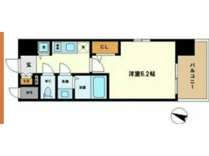 エスリード中之島サウス(1K/11階)の間取り写真